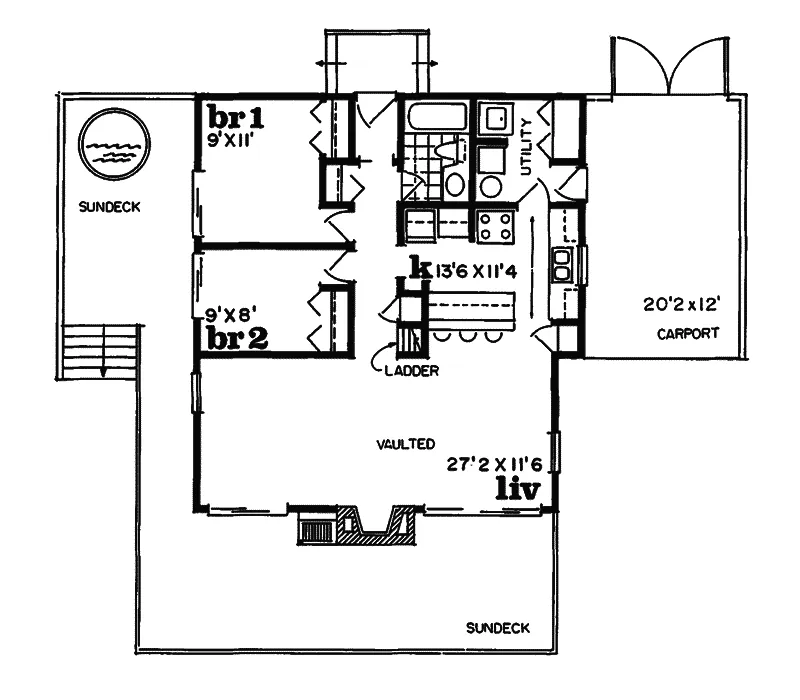 Lake House Plan First Floor - Norbridge Rustic Mountain Home 062D-0030 - Shop House Plans and More