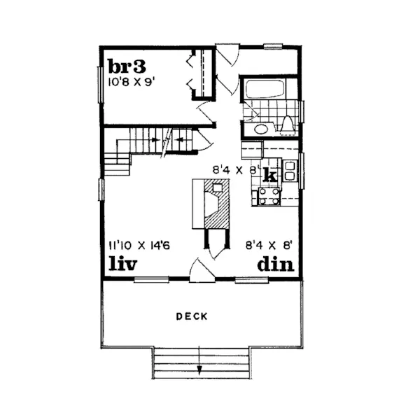 A-Frame House Plan First Floor - Mountain Cottage House | Mountain Cabin House Plan