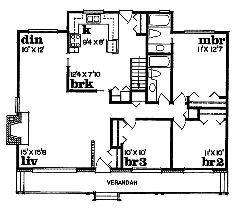 Ranch House Plan First Floor - Margo Country Ranch Home 062D-0035 - Shop House Plans and More