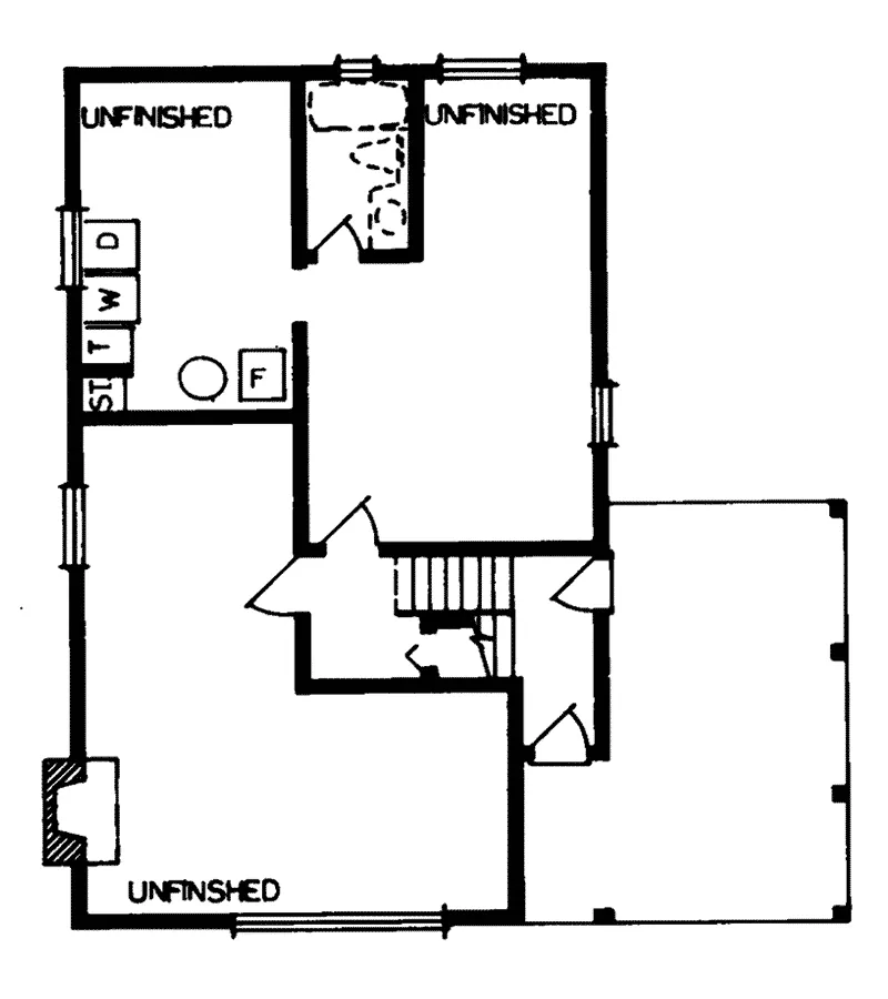 Vacation House Plan Lower Level Floor - Pocahontas Place Rustic Home 062D-0036 - Shop House Plans and More
