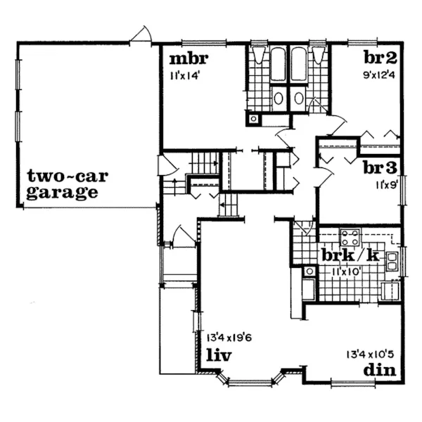 Traditional House Plan First Floor - Cimarron Hill Traditional Home 062D-0037 - Search House Plans and More