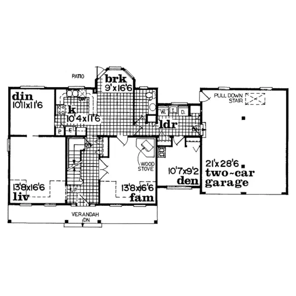 Cape Cod & New England House Plan First Floor - Lawrence Country Home 062D-0040 - Shop House Plans and More