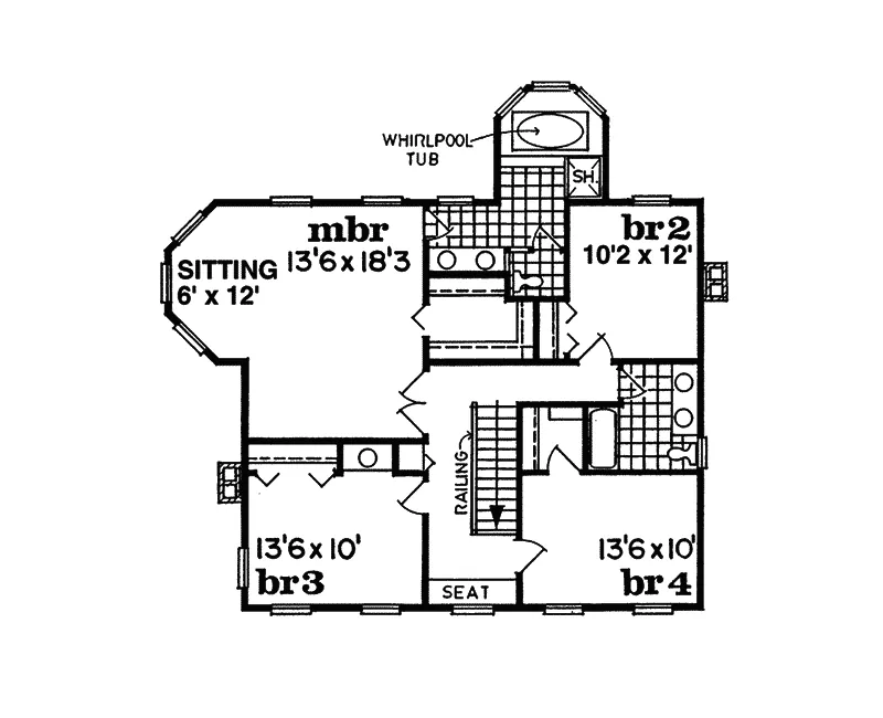 Traditional House Plan Second Floor - Cornfeld Traditional Farmhouse 062D-0042 - Search House Plans and More