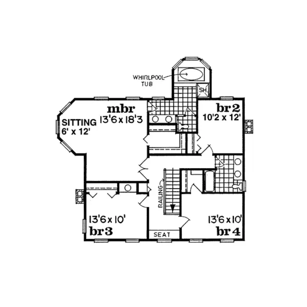 Traditional House Plan Second Floor - Cornfeld Traditional Farmhouse 062D-0042 - Search House Plans and More