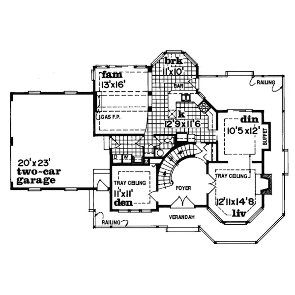 Country House Plan First Floor - Arrowood Victorian Home 062D-0045 - Search House Plans and More