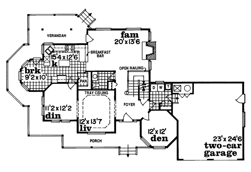 Traditional House Plan First Floor - Quail Meadows Victorian Home 062D-0046 - Shop House Plans and More