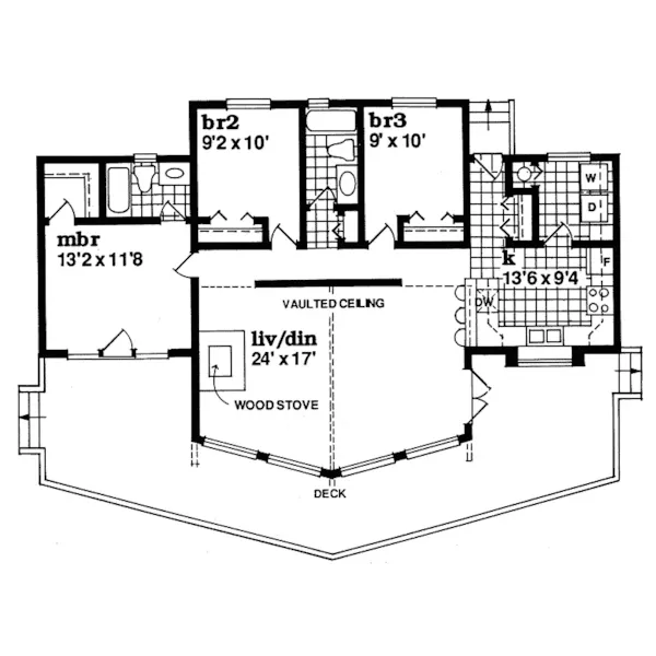 Ranch House Plan First Floor - Colgate Rustic A-Frame Home 062D-0049 - Search House Plans and More