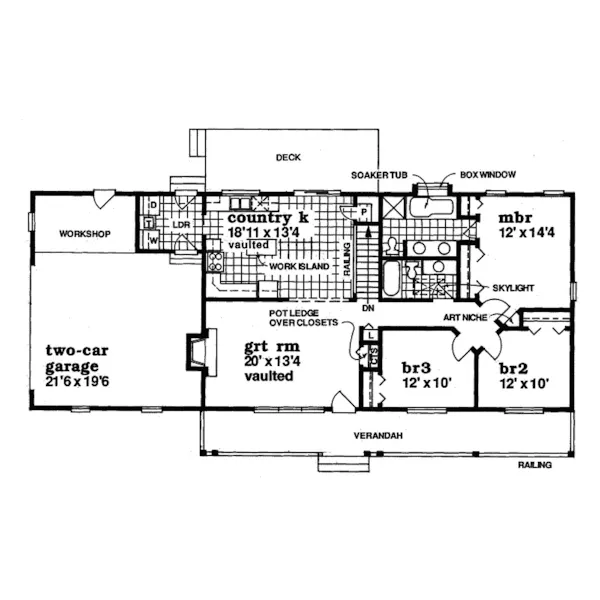 Country House Plan First Floor - Valhalla Hill Country Ranch Home 062D-0050 - Shop House Plans and More