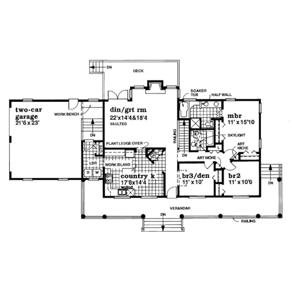 Country House Plan First Floor - Larimore Valley Country Home 062D-0051 - Shop House Plans and More