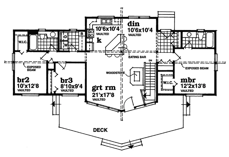 Ranch House Plan First Floor - Selkirk Place Mountain Home 062D-0053 - Shop House Plans and More