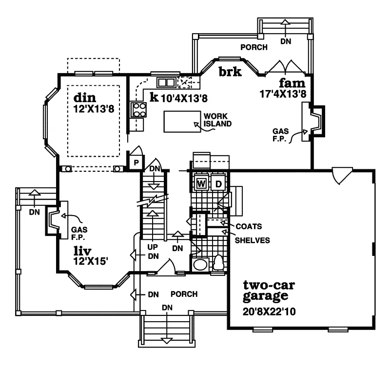 Southern House Plan First Floor - Shellbark Country Home 062D-0056 - Shop House Plans and More