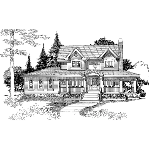 Country Farmhouse Style Two-Story With Grand Southern Porch