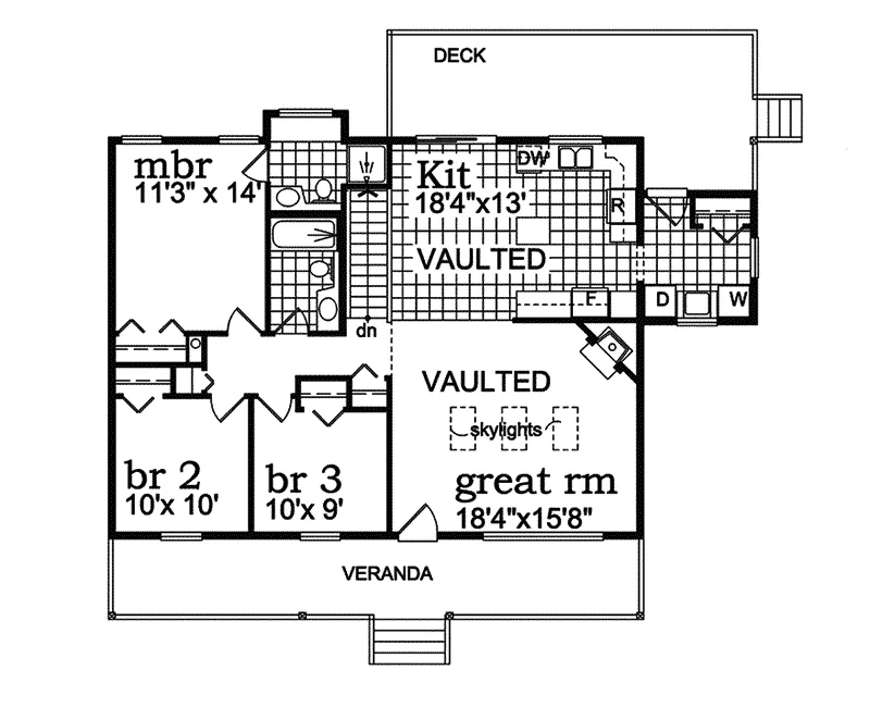 Country House Plan First Floor - Flatrock Creek Acadian Home 062D-0062 - Search House Plans and More