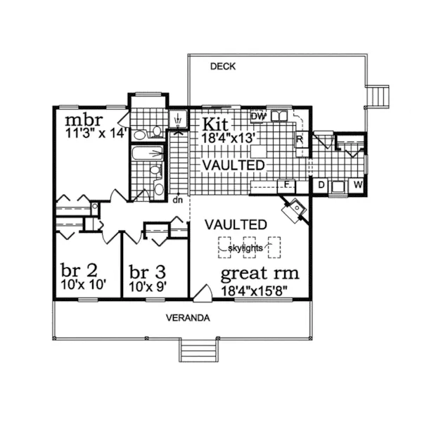 Country House Plan First Floor - Flatrock Creek Acadian Home 062D-0062 - Search House Plans and More