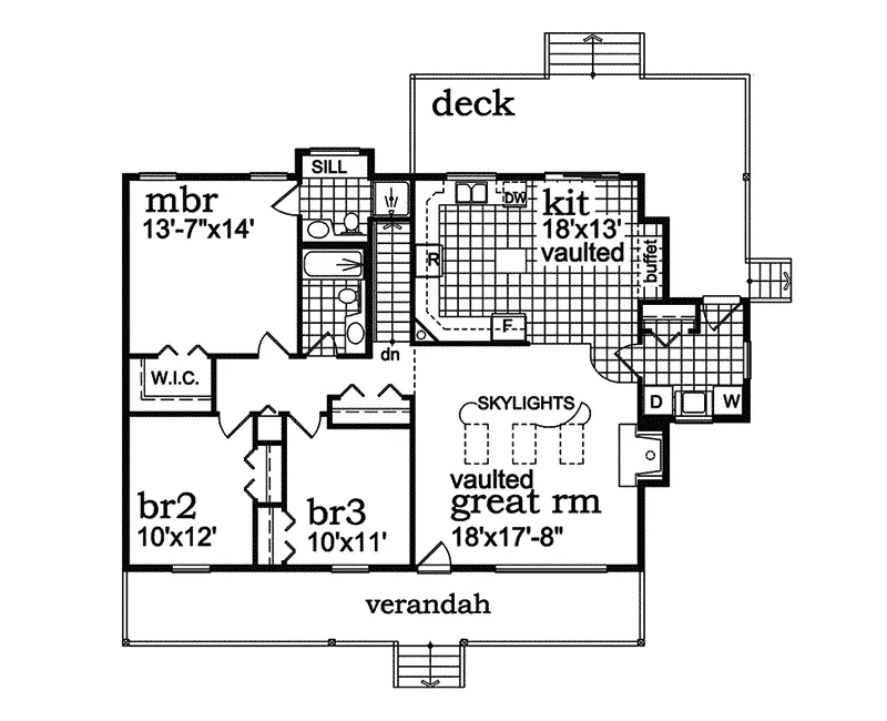 Country House Plan First Floor - Fayview Acadian Home 062D-0063 - Search House Plans and More