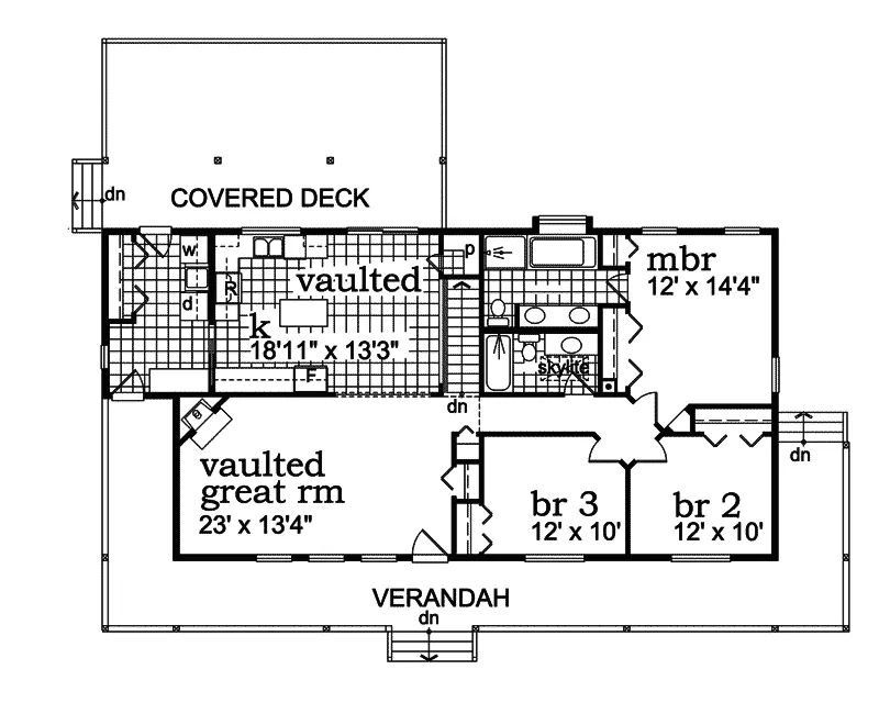 Ranch House Plan First Floor - Eagle Pine Acadian Home 062D-0064 - Search House Plans and More