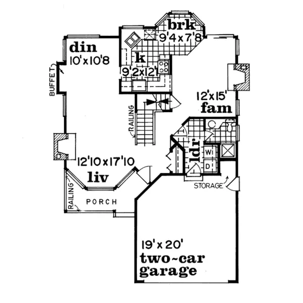 Traditional House Plan First Floor - Hawkmont Country Narrow Lot Home 062D-0070 - Search House Plans and More