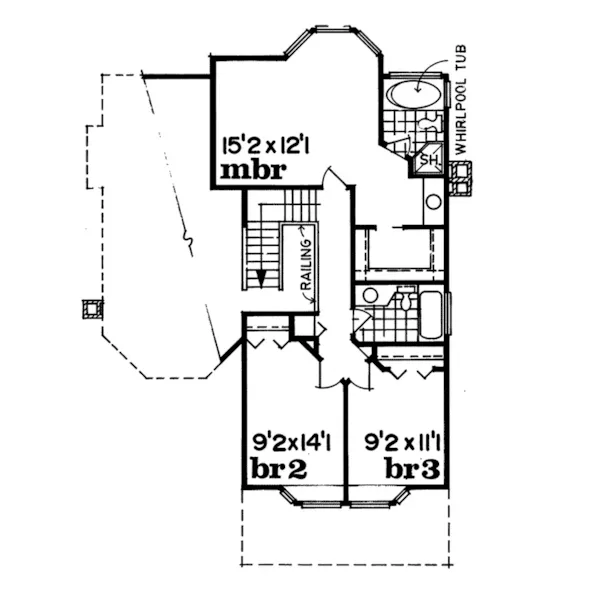 Traditional House Plan Second Floor - Hawkmont Country Narrow Lot Home 062D-0070 - Search House Plans and More