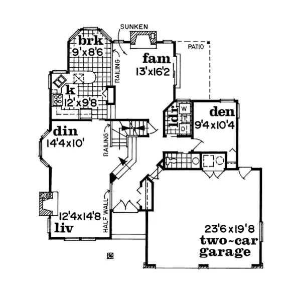 Traditional House Plan First Floor - Henrik Traditional Home 062D-0075 - Search House Plans and More