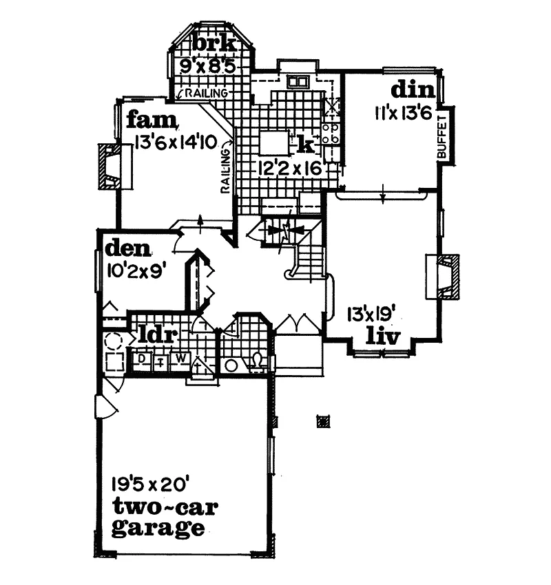 Traditional House Plan First Floor - Delfina Traditional Home 062D-0077 - Search House Plans and More