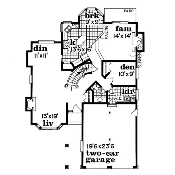 Country House Plan First Floor - Anna Traditional Home 062D-0078 - Search House Plans and More