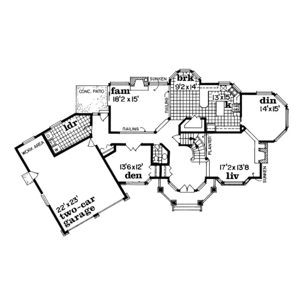 Traditional House Plan First Floor - Riggins Luxury Traditional Home 062D-0080 - Shop House Plans and More