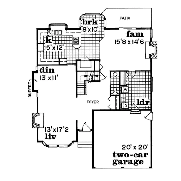 Traditional House Plan First Floor - Pattonville Traditional Home 062D-0083 - Shop House Plans and More