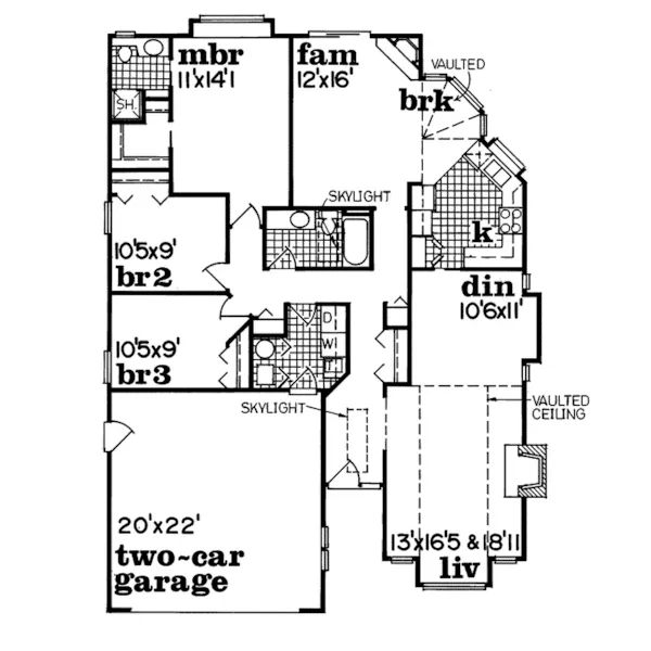 Traditional House Plan First Floor - Baltusrol Ranch Home 062D-0089 - Search House Plans and More