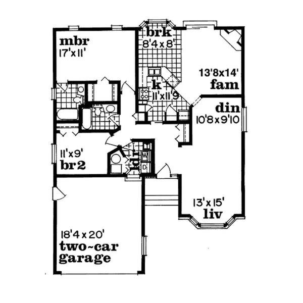 Modern House Plan First Floor - Chester Heights Ranch Home 062D-0096 - Search House Plans and More