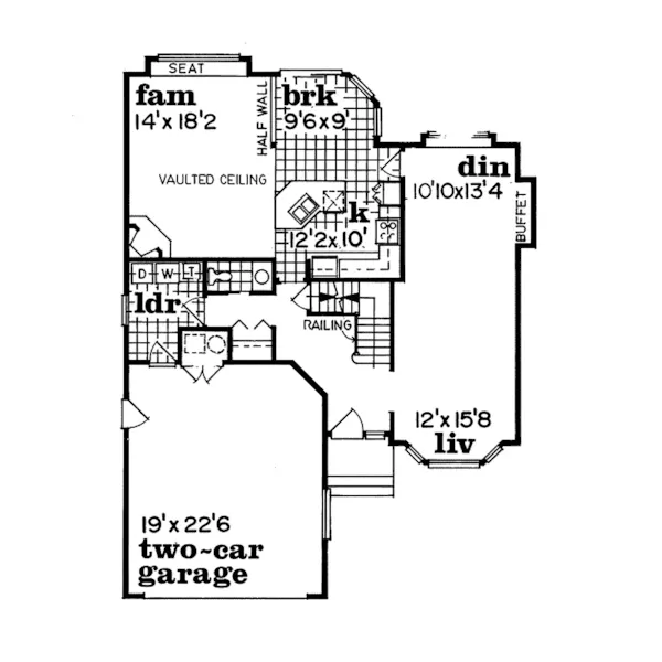 Modern House Plan First Floor - Burham Arts And Crafts Home 062D-0101 - Search House Plans and More