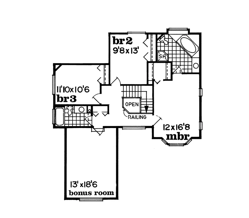 Tudor House Plan Second Floor - Burham Arts And Crafts Home 062D-0101 - Search House Plans and More