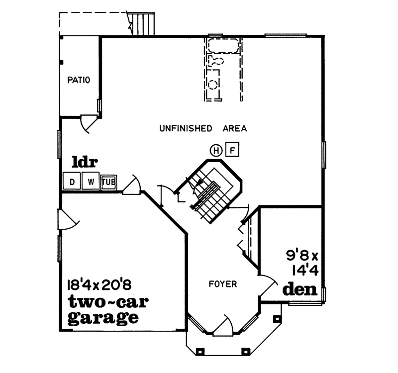 Sunbelt House Plan First Floor - Corbett Sunbelt Home 062D-0111 - Search House Plans and More