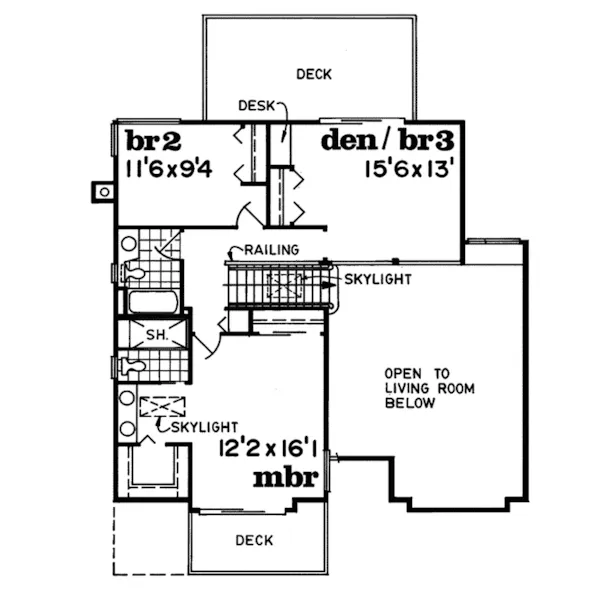 Modern House Plan Second Floor - Renwick Bay Contemporary Home 062D-0114 - Shop House Plans and More