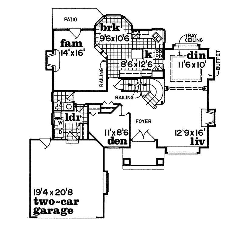 Southern House Plan First Floor - San Angelo Sunbelt Home 062D-0115 - Shop House Plans and More