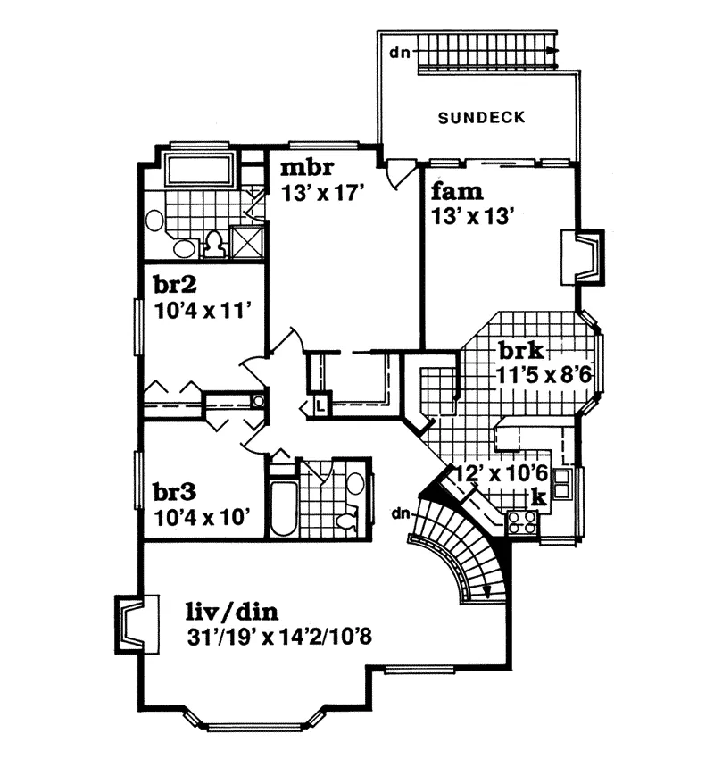 Sunbelt House Plan Second Floor - Canvastown Contemporary Home 062D-0120 - Search House Plans and More