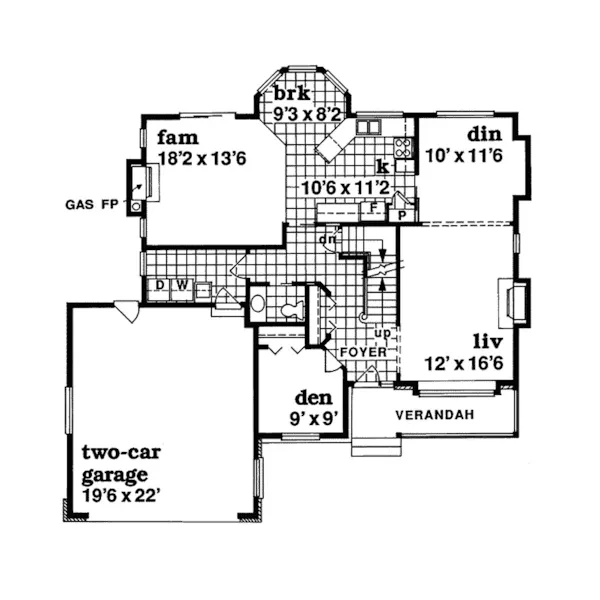 Farmhouse Plan First Floor - Claremoor Pass Country Farmhouse 062D-0122 - Search House Plans and More