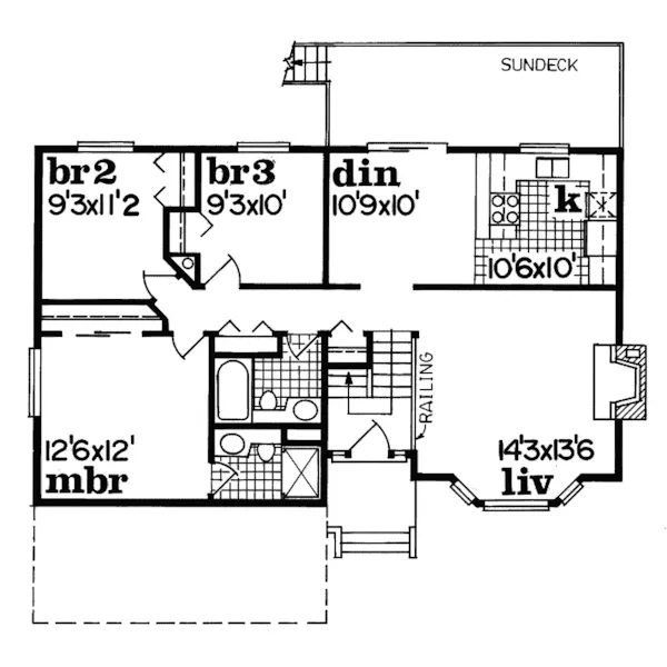 Southern House Plan First Floor - Saille Split-Level Home 062D-0125 - Shop House Plans and More