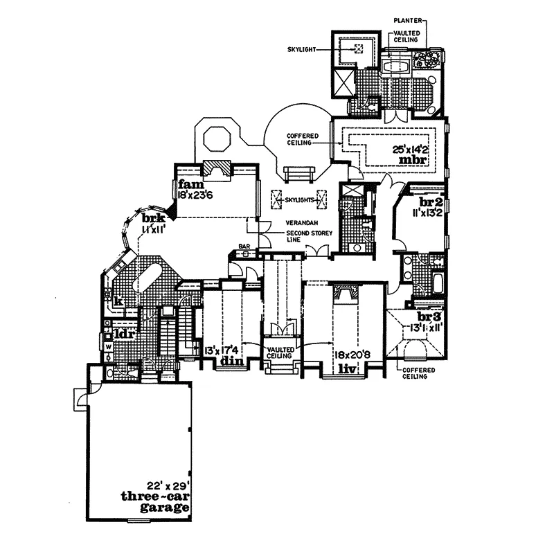 Modern House Plan First Floor - Hyde Park Ranch Home 062D-0128 - Search House Plans and More