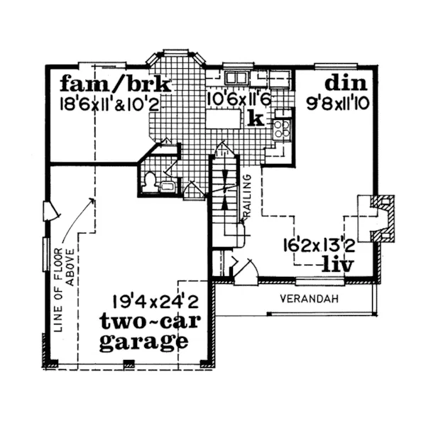 Bungalow House Plan First Floor - Butler Creek Bungalow Home 062D-0131 - Search House Plans and More