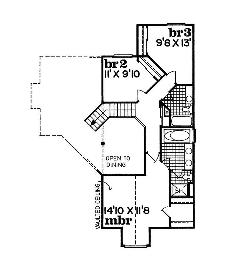 Modern House Plan Second Floor - Anawood Traditional Home 062D-0133 - Search House Plans and More