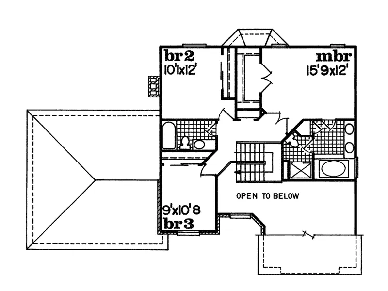 Tudor House Plan Second Floor - Heartland Traditional Home 062D-0134 - Search House Plans and More