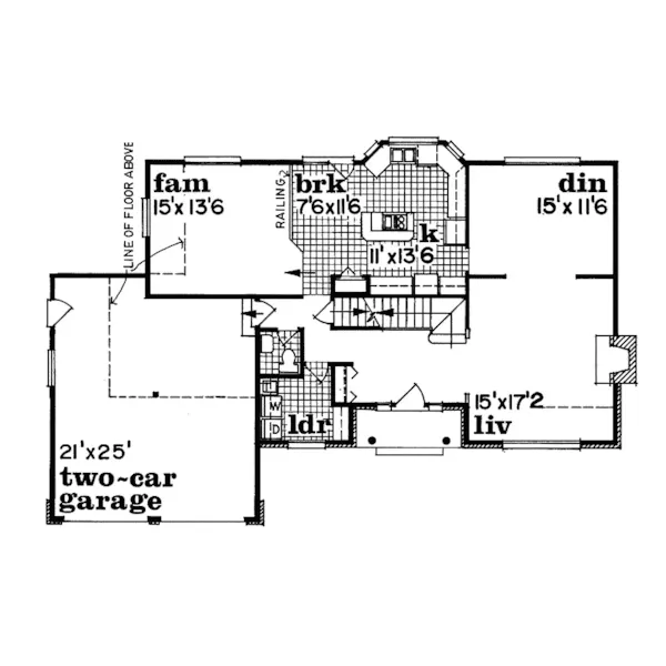 Modern House Plan First Floor - Malayna Traditional Home 062D-0136 - Shop House Plans and More