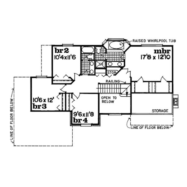 Modern House Plan Second Floor - Malayna Traditional Home 062D-0136 - Shop House Plans and More