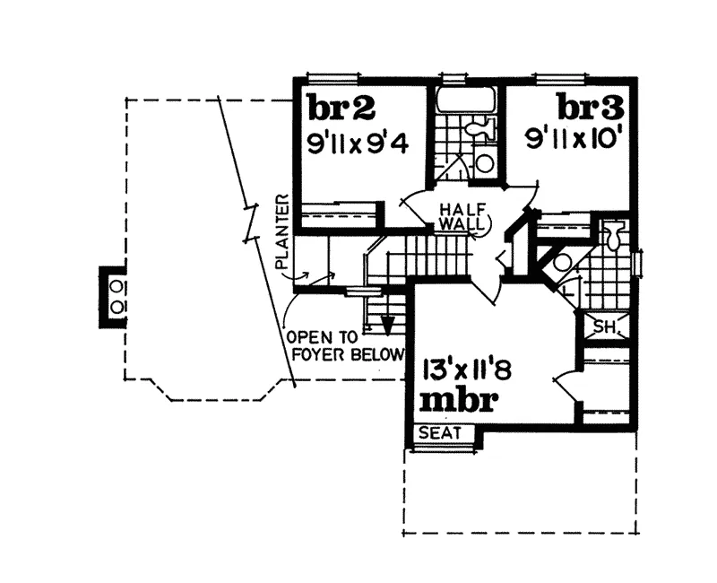 Southern House Plan Second Floor - Rutherford Bay Contemporary Home 062D-0138 - Shop House Plans and More