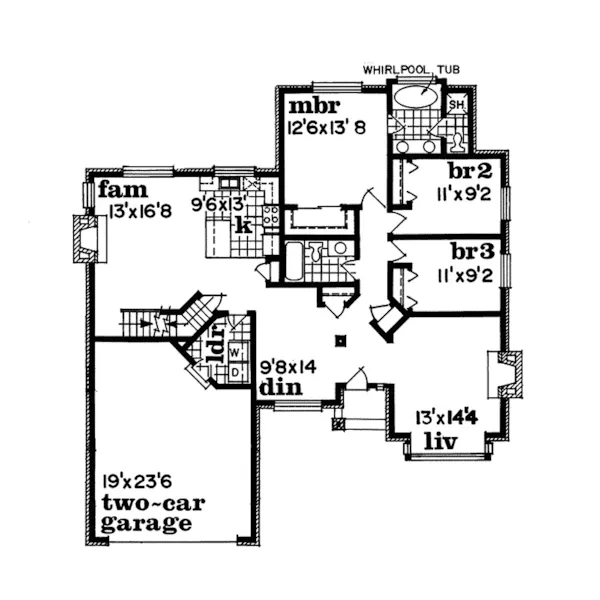 Traditional House Plan First Floor - Hillbrook Country Ranch Home 062D-0139 - Search House Plans and More