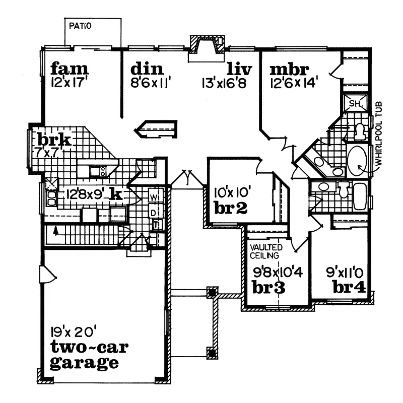 Sunbelt House Plan First Floor - Del Monte Ranch Home 062D-0141 - Search House Plans and More