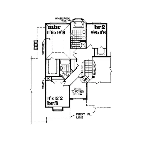 Traditional House Plan Second Floor - Apple Heights Traditional Home 062D-0144 - Search House Plans and More