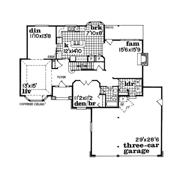 Florida House Plan First Floor - Seville Park Traditional Home 062D-0145 - Shop House Plans and More