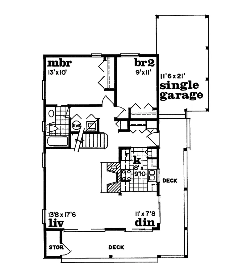 Waterfront House Plan First Floor - Bradden Peak Mountain Home 062D-0147 - Search House Plans and More