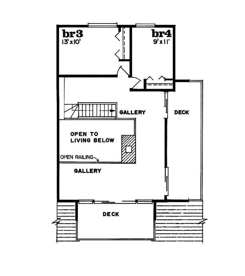 Waterfront House Plan Second Floor - Bradden Peak Mountain Home 062D-0147 - Search House Plans and More